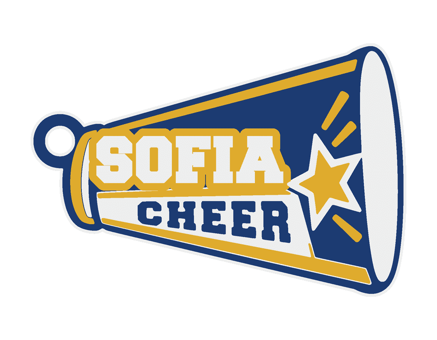 Cheer Megaphone Varsity Name Keychain